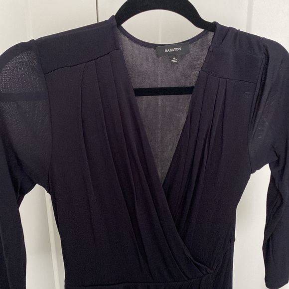 Babaton. Long sleeve faux wrap dress in dark navy. Great condition size XS - Picture 2 of 3